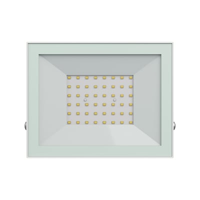 SpectrumLED Noctis Lux 4 projektør, 50W, frontbillede af hvid aluminium og glas med synlige LED-lys.