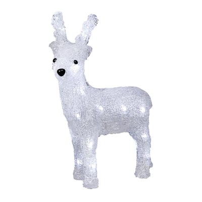 Konstsmide LED-ren i akryl med 24 hvide lys, 23 cm høj og batteridrevet til indendørs julepynt.