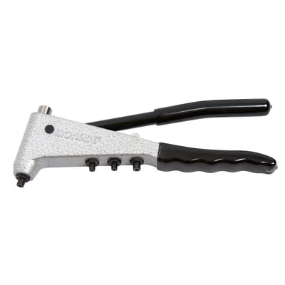 Ironside blindnittetang med sort greb og fire dyser, set fra siden; den kan arbejde med nitter på 2,4-4,8 mm.