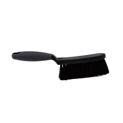 Roliba støvkost i sort plast med et ergonomisk soft-grip håndtag og sorte hestehårs børster.