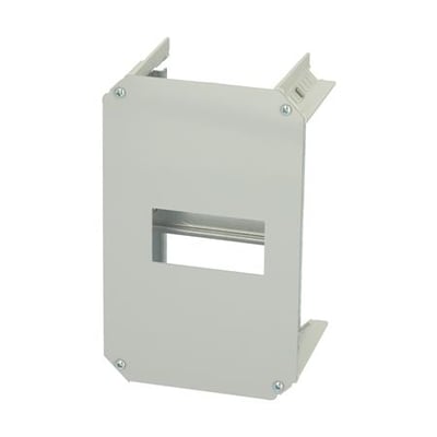 Fibox DIN ramme sæt i lysegrå plast, 1x5 moduler, designet til montering i Fibox Arca vægskabe.