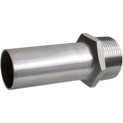 Unico Overgangsnippel SF 28-1'' press i rustfrit/syrefast stål med 28mm rørdimension og 1'' udvendigt gevind.