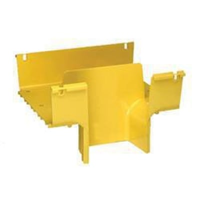 CommScope standard fiberguide vandfald i gul, med dimensionerne 300x100mm, viser dens 4x12 afgange og 4x6 vandfaldsdesign.