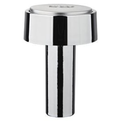 Grohe trykknap og roset i blank krom med matchende trykflade, måler 38 mm i diameter.