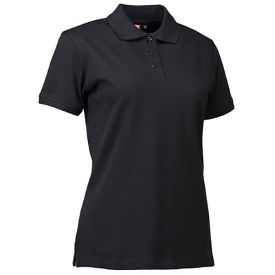 ID Identity klassisk sort dame polo i stretch piquékvalitet med tre tone i tone-knapper på stolpen.