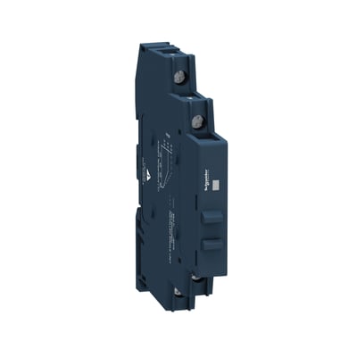 Schneider Electric Harmony Solid State Relæ SSM, 1-faset, 6A, 24VDC med integreret køleplade og grøn status-LED.