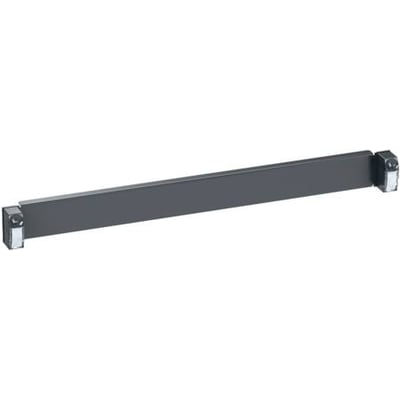 Lauritz Knudsen blindplade 1HE i koksgrå RAL 7016 med Quick Fix system og synlige monteringsbeslag på hver side.