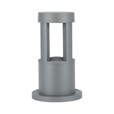 V-TAC 10W LED væglampe i gråt aluminium med et cylinderformet base og et åbent, firkantet topdesign, isoleret på hvid baggrund.