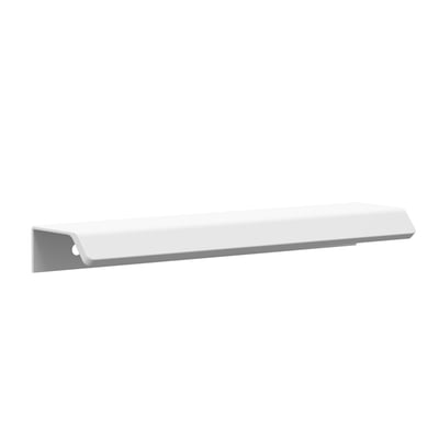 Svedbergs S4 greb i hvid, 160x18x40 mm, med et langt, lige håndtag og vinklet monteringskant.
