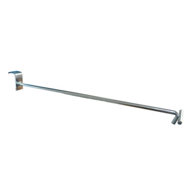 Krog med hyldeforkantsliste fra Maskinfabrikken Universal, 350mm lang med 6mm krogdiameter, passer til 20mm rør.