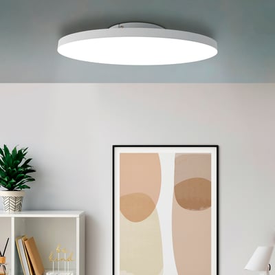 EGLO Turcona-Z Panel plafond monteret i et moderne hvidt rum med en bogreol og et billede på væggen.