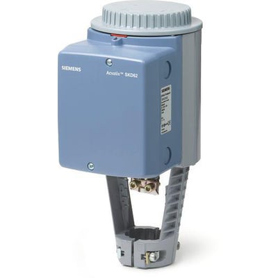 Siemens Acvatix SKD62 ventil aktuator, elektrohydraulisk, 1000N, 20mm, 24V, 3P SR UL, med monteringsdetaljer.