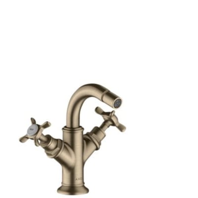 Hansgrohe Axor Montreux 2-greb bidetarmatur med børstet nikkel overflade, der viser den klassiske stil og to greb.
