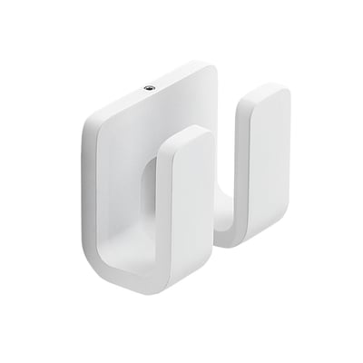HeFe OUTLINE dobbeltkrog i mat hvid, med dimensionerne 30x46x70 mm, perfekt til ophængning i badeværelse eller køkken.