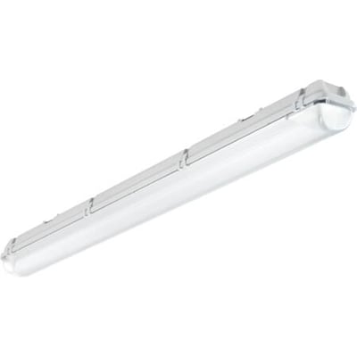 Alhama armatur i grå RAL 7035 til 1500 mm LED T8 rør, med en robust polykarbonat bund og afskærmning, isoleret til klasse I.