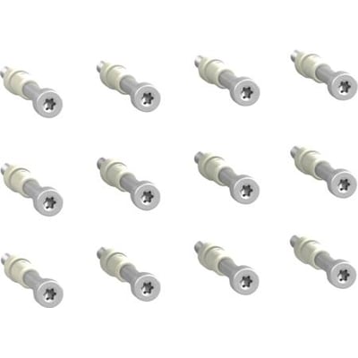 Oversigt over 12 stk. knækbolte til Schneider Electric NSX100-250, vist på hvid baggrund.