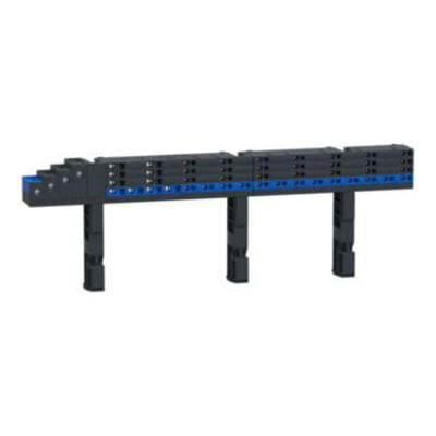 Schneider Electric LINERGY FM 4P distributionsblok med 80A kapacitet og 2 gange 18 afgangsklemmer til maks 10mm2 kabler.