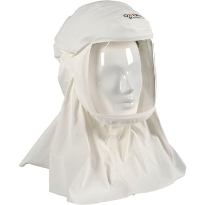 Bagfra vinkel af Boisen Safety Hætte H2 Tecmen Comfort, der viser hættens dækning af hoved, nakke og skuldre.