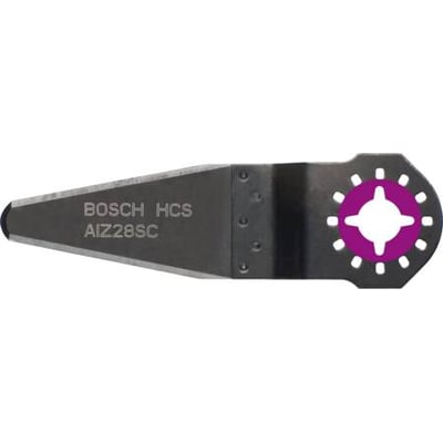 Sidevisning af Bosch Starlock AIZ28SC HCS skær, der viser den slanke profil og Starlock systemet.