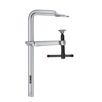 Ironside skruetvinge på 400 x 120 mm med knebel, vist fra siden med sølvfarvet profilskinne og sort T-håndtag.