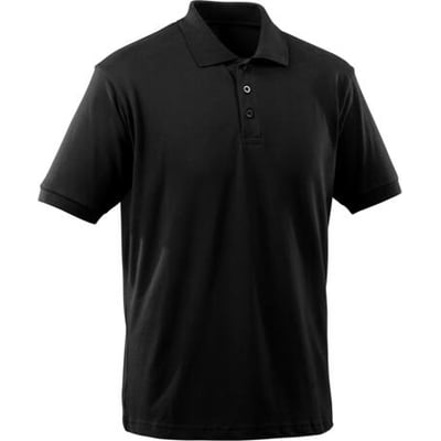 Mascot Bandol poloshirt i dyb sort, størrelse 2XL, vist forfra med stolpelukning og krave.