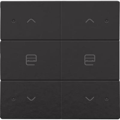 Niko motortryk med dobbelt kontrol til motorer som gardiner, i elegant sort bakelite® med piano black finish og LED.