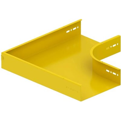 Schneider Electric 90° hjørne til gitterbakker, 60x100 mm, gul RAL1023, fremstillet i FZS stål.