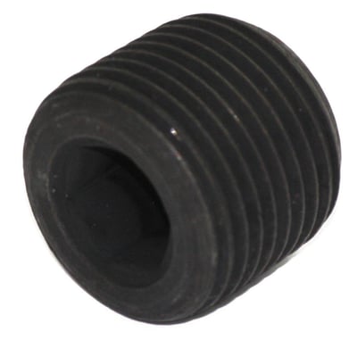 Sort UNBRAKO rørprop type P med indvendig 6-kant og 1/4" BSPT gevind, DIN 906 standard.