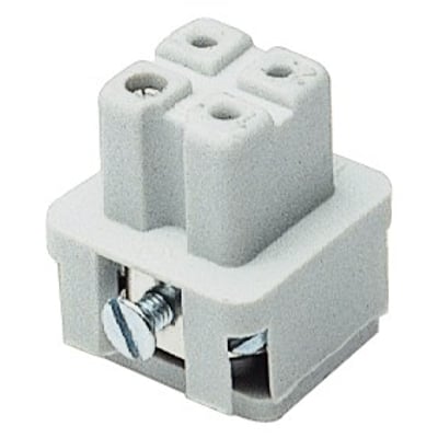 Procon Multistik indsats A hun, 3P+J, 10A, 250-400V med skrueklemme i grå glasfiberforstærket polyamid.