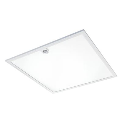 SG Armaturen Sense Pro 600x600mm LED panel i hvid med integreret PIR sensor og akryl afskærmning.
