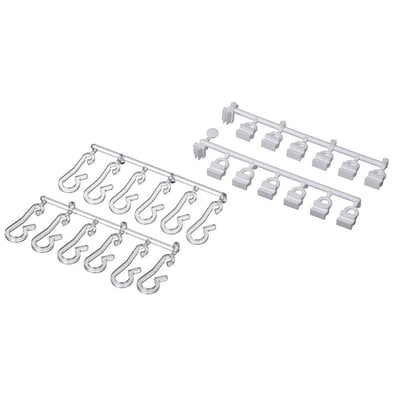 Leijma Stabil-serien glidere og kroge i hvid klar plast, 12 stk. klar til montering på gardinstang.