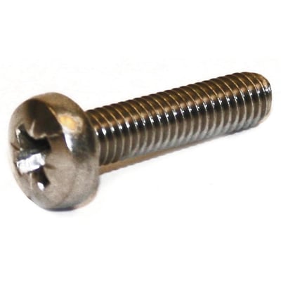 Maskinskrue i rustfrit A2 stål med panhoved, metrisk gevind M3x10mm og Pozidrive kærv PZ1.