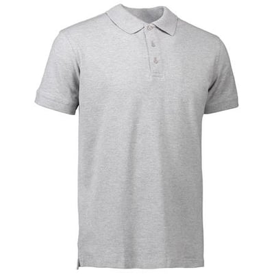 ID Identity polo stretch i grå melange, størrelse 3XL, med kort ærme og tre tone-i-tone knapper på stolpen.