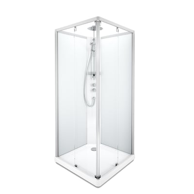Contura Shower Showerama 10-5 comfort brusekabine med skydedør, 90x90 cm, aluminiumprofiler og frostet glas.