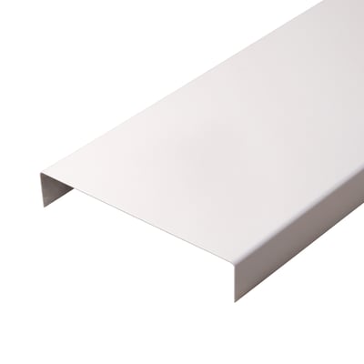 GTBUILD limtræsprofil på 115 mm i hvid, vist skråt med en bred flade og nedbøjede kanter.