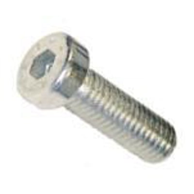 Elgalvaniseret M8x25 DIN 7984 skrue med lavt cylindrisk hoved og indvendig 6-kant, vist isoleret.