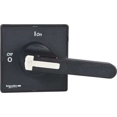 Schneider Electric sort drejegreb 90x90mm med 'Off' og 'On' markeringer, designet til Vario V5-V6 lastadskillere.