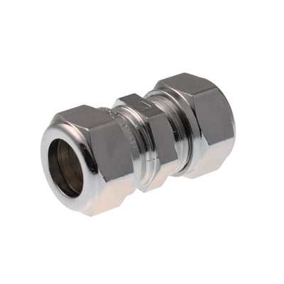 VSH kompressionskobling i forkromet messing med 12 mm diameter, ideel til vand-, varme- og gasinstallationer.