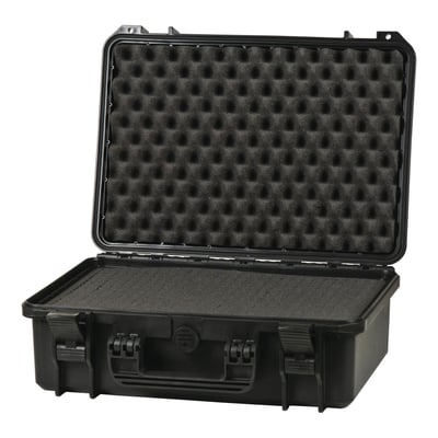 Åben Raaco FlightCase værktøjskuffert viser to lag blødt skum indvendigt for beskyttelse af værktøj.