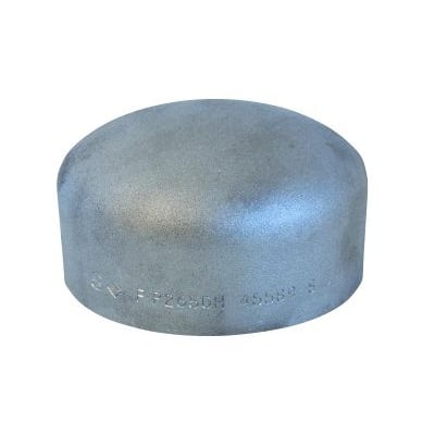 Svejse endebund i gråt metal med en diameter på 33,7 mm og en tykkelse på 3,2 mm, kvalitet P265GH.