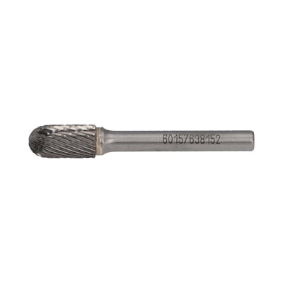 Norton hårdmetalfræser i form C, 10 x 19 mm, med riflet fræsehoved og skaft på 6 mm.