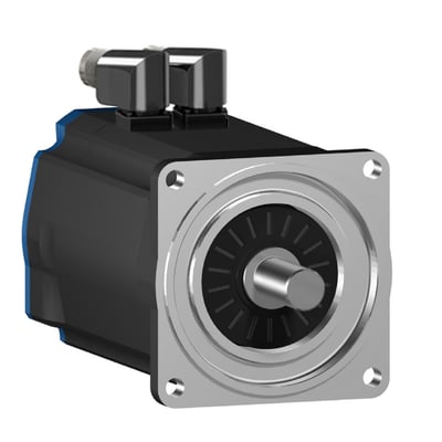 Schneider Electric PacDrive 3 servomotor SH3 140mm med 19,5Nm drejningsmoment og IP65 tæthedsklasse, vist med aksel og tilslutningsstik.