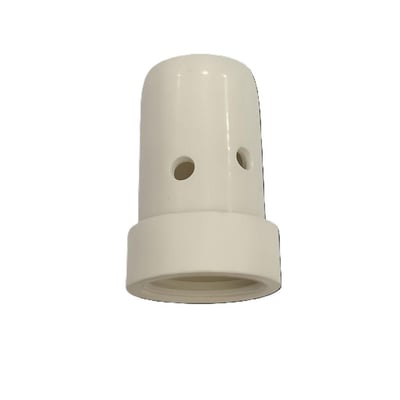 Gasfordeler MB 401/501/MV450 i hvid plast med flere ventilationshuller og en bred flange i bunden.