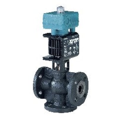 Siemens MXF461.15-0.6 flangeventil med magnetaktuator, PN16, DN15, kvs 0.6, AC/DC 24V og DC 0/2-10V/4-20mA styresignaler.