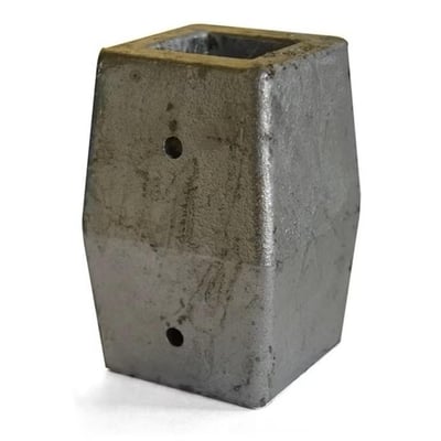 Detaljeret visning af AVK spindelovergang type 04/D, epoxybelagt støbejern med to små huller på siden.