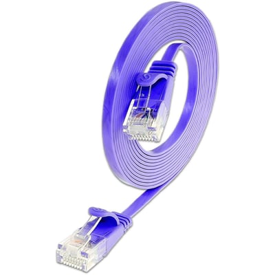 20 meter violet SLIM Flat U/UTP Kat.6 patchkabel med RJ45 stik, perfekt til diskrete netværksinstallationer.