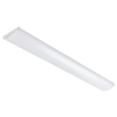 Vinklet billede af SG Armaturen Wave 1200 LED lysarmatur med hvid pulverlakeret stålkrop og akrylskærm.