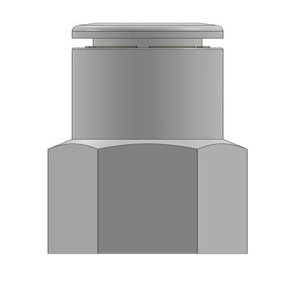 Lige push-in fitting i rustfrit stål med Ø4 mm tilslutning og G1/8 indvendigt gevind, godkendt til fødevarer.