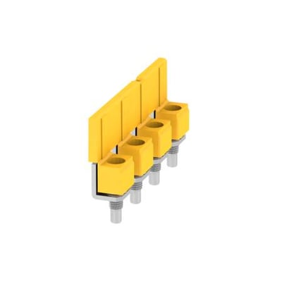 Weidmüller printstik SC-SMT 3.81/11/270G 3.2SN i gul med 11 poler og 270° drejning, set fra siden.