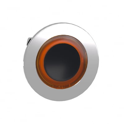 Schneider Electric ZB4F lampetrykhoved i orange, med LED-ring og plan trykflade, til 30 mm hul.